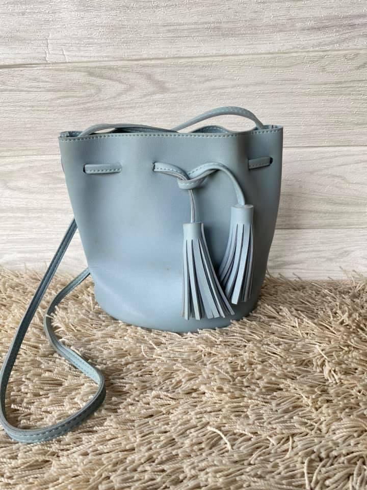 Miniso Light Blue Bucket String Leather Bag