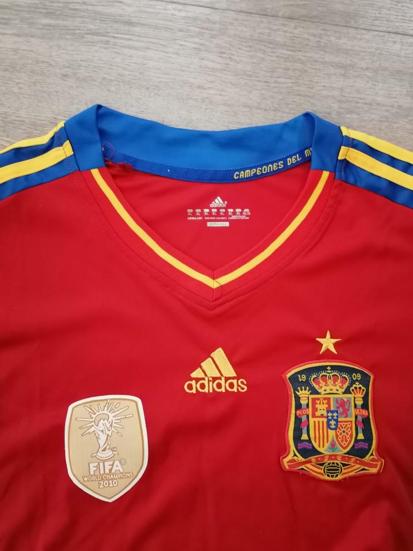adidas Spain FIFA World Champions 2010 Jersey Red/Gold Climacool Men Sz M  EUC