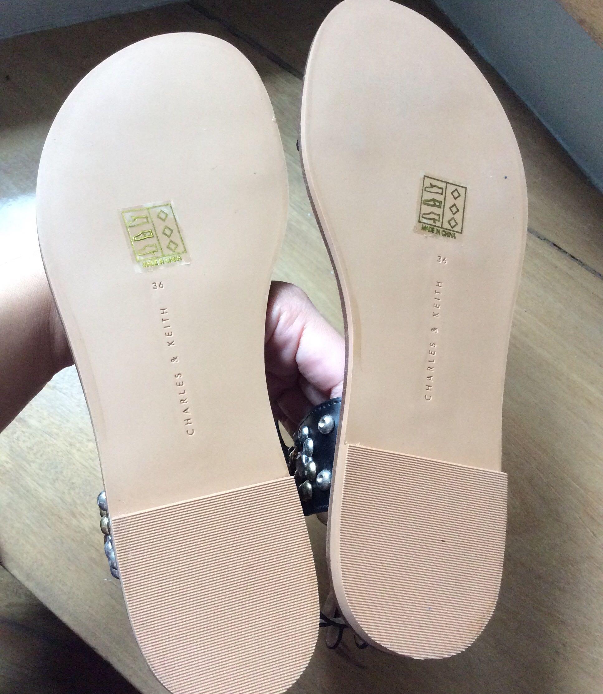 BNWOT Charles and Keith studded sandals (Category: Flats & Sandals) located in Quezon City. Submitted by redddtag (Listing ID 1103482270, Image 3). Description: Charles and Keith studded sandals Size 36 Never worn, just kept in storage Selling low because of peeling on the inside of straps of the sandals. Kept in storage for quite some time and Never worn or tried on since NO PIC WHEN WORN (doesn't fit me anymore) NO LBC COP NO Shopee check out P