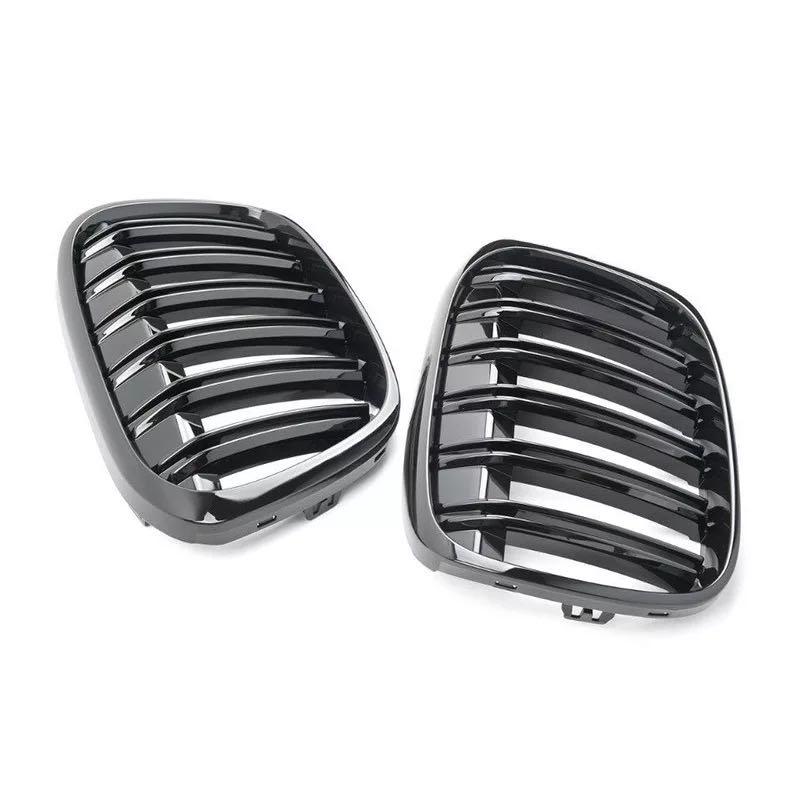 Brand New Dual Slat Front Bumper Kidney Grille In Gloss Black For BMW X1 F48,  Car Accessories, Accessories on Carousell