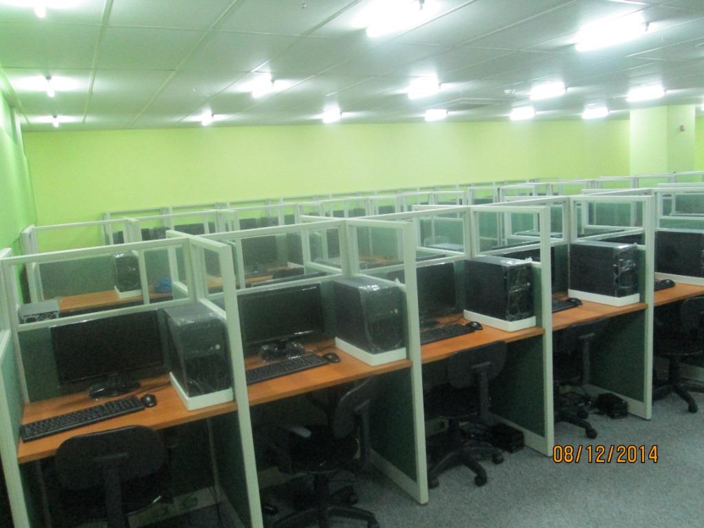 CALL CENTER WORKSTATION W/ GLASS OFFICE PARTITIONS, Furniture & Home ...