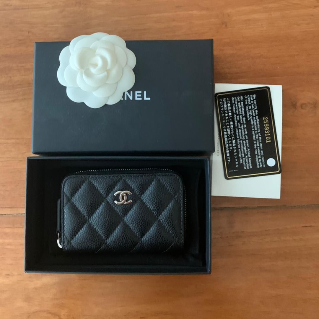 Chanel Zip Card Holder in Black Caviar SHW  Brands Lover