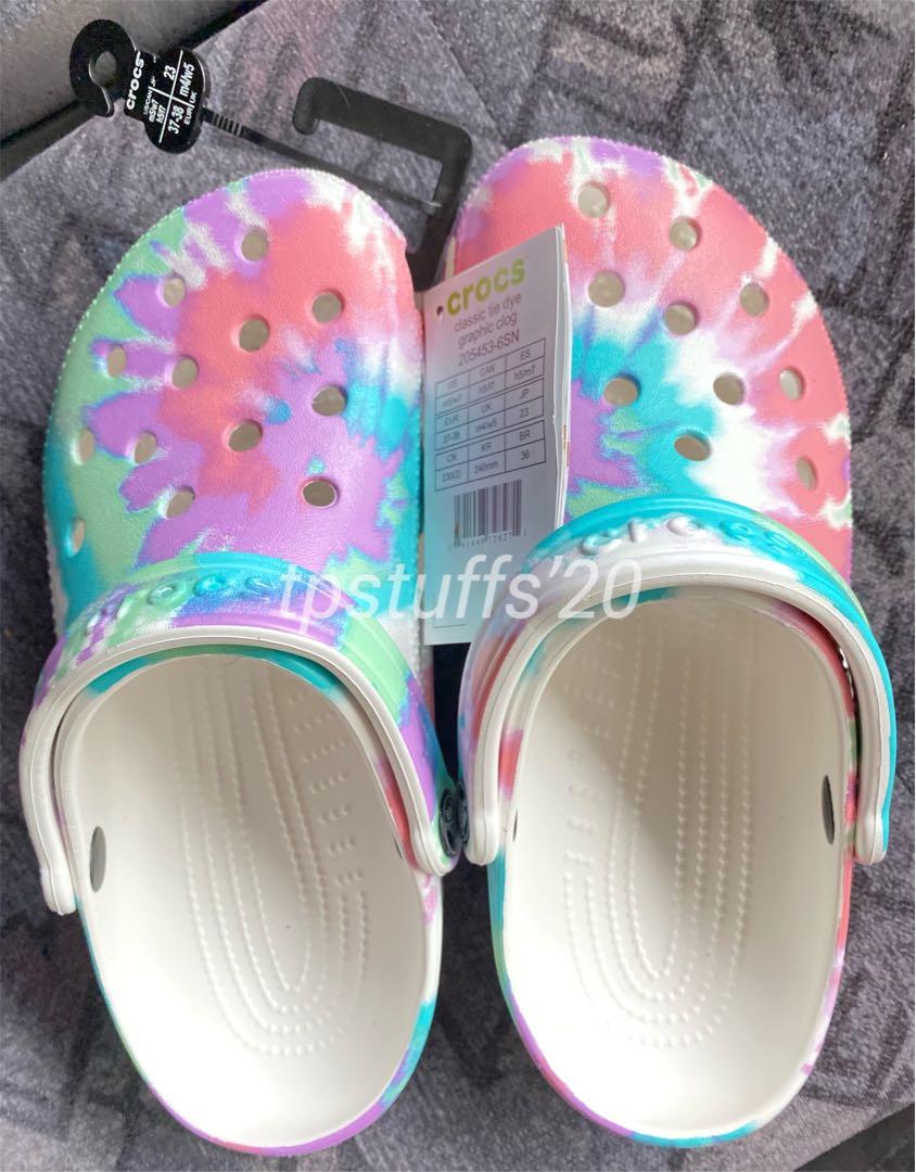 Crocs pink on sale tie dye
