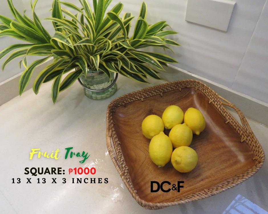 DC&F Wooden Square FRUIT TRAY, Furniture & Home Living, Home Decor ...