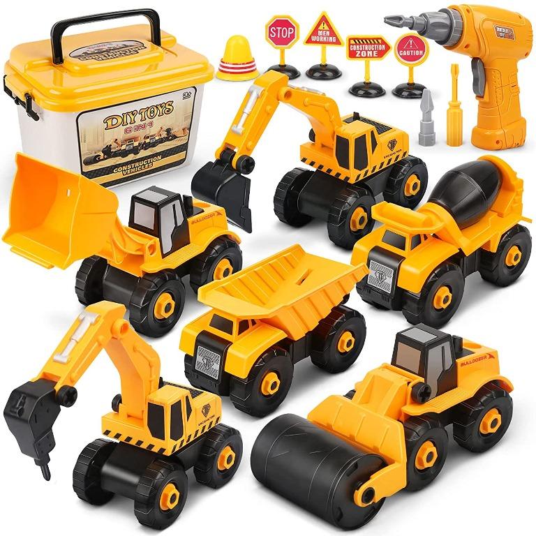 FREE TO FLY Take Apart Remote Control Truck 3 in 1 STEM Building Cars Kids Toys Set Detachable Dumn Truck with Electric Play Drill for 3 4 5 6 7 Year Old Boys and Girls 