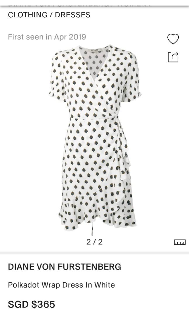 Dvf kelly wrap ruffle hem sleeve white dress Women s Fashion