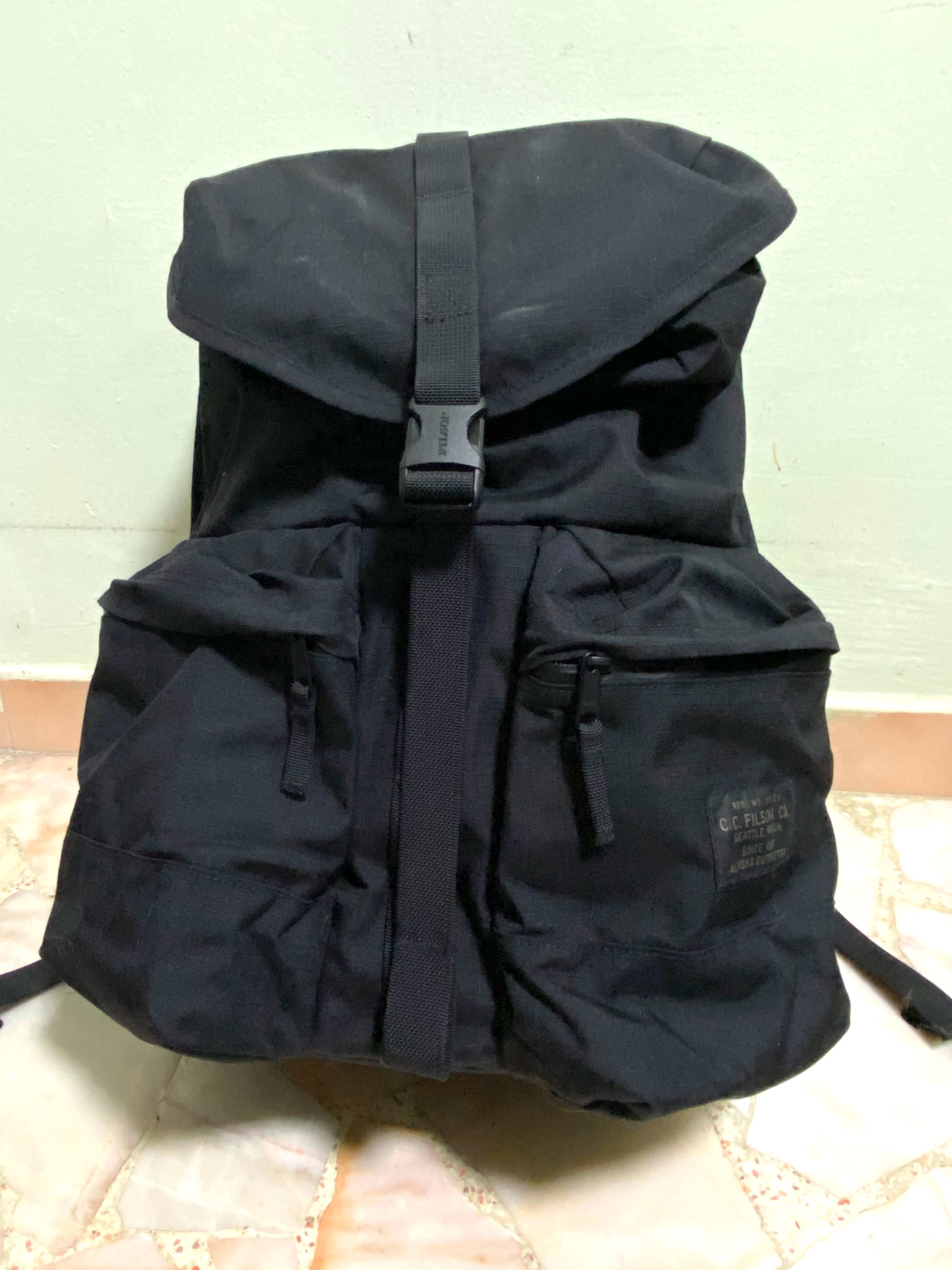 Filson black backpack top