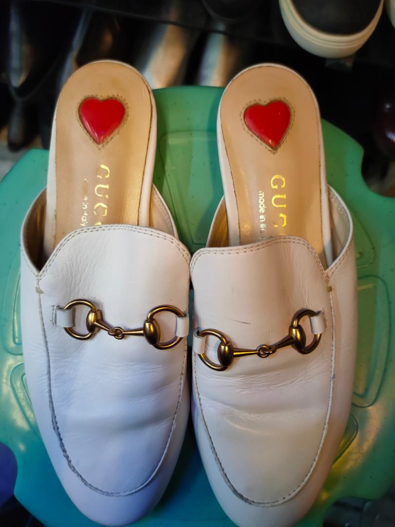 GUCCI White Leather Princetown Mules Women s Fashion Footwear