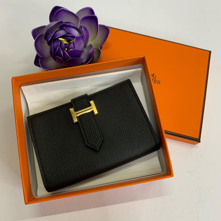 Hermes Bearn Card Holder Black, Luxury, Bags & Wallets on Carousell