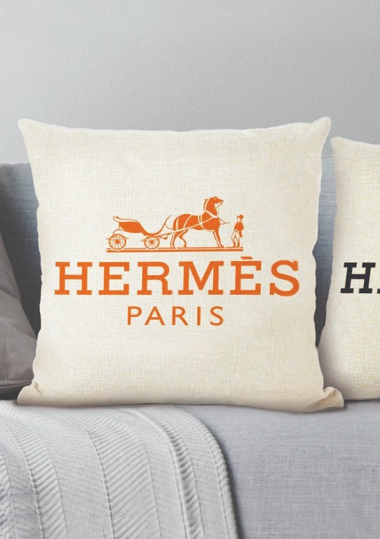 Hermes Orange Logo Cushion Cover 1 Pair Furniture Home Living Home Decor Cushions Throws on Carousell