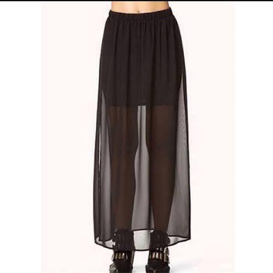 H\u0026M Black Mesh Long Skirt, Women's 