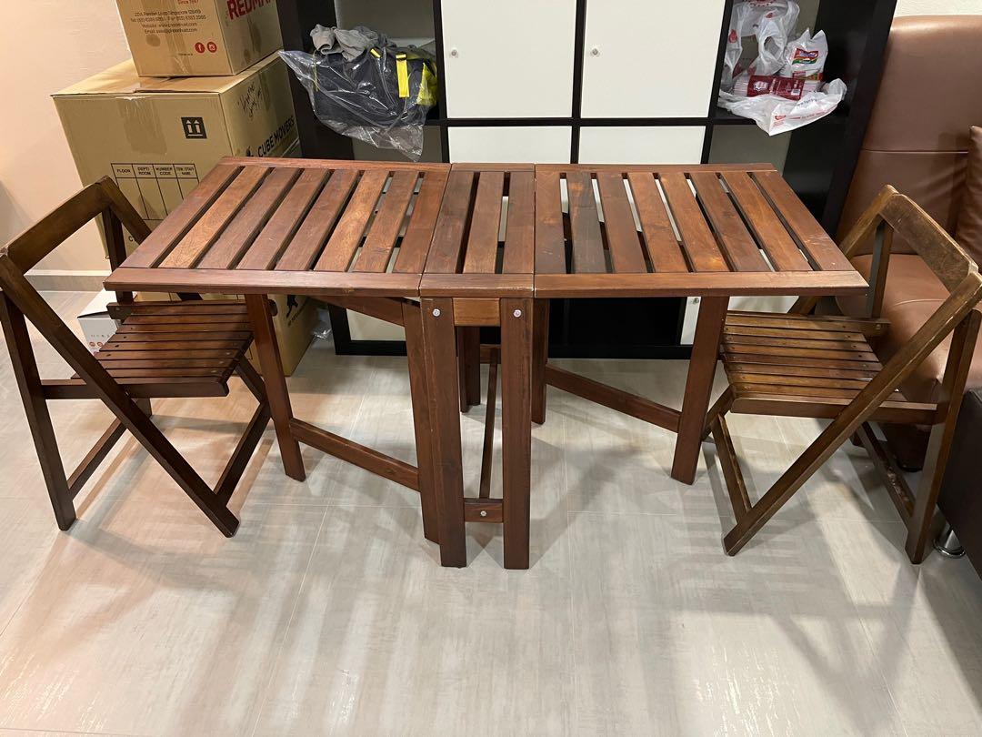 IKEA folding table and chairs, Furniture & Home Living, Furniture