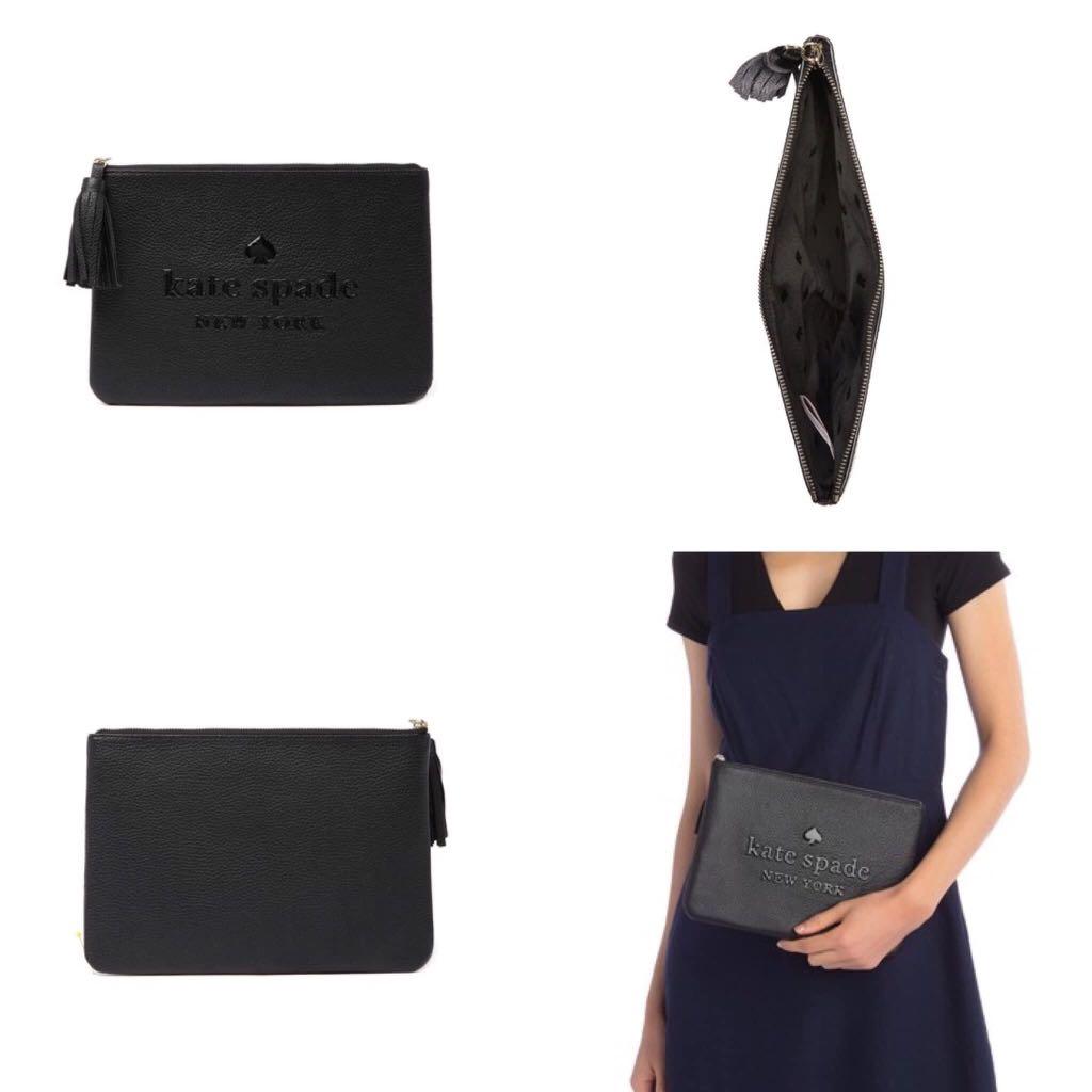 Kate Spade Large Tassel Pouch-Sienna Logo Black & Pink, Luxury, Bags &  Wallets on Carousell