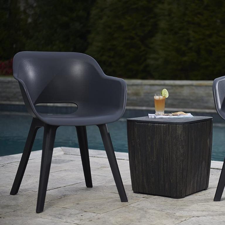 Keter Resin Luzon Outdoor Table with Extra Hidden Storage Brown Wood