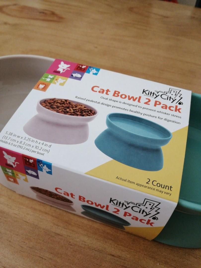 Kitty City Raised Bowls for Cats, Pack of 2