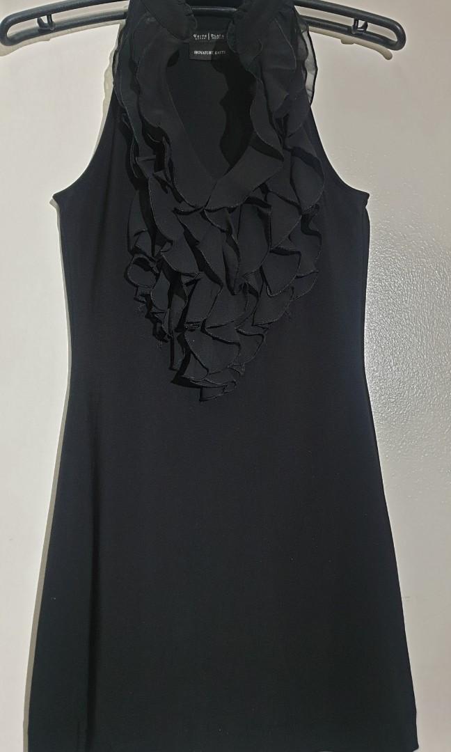 Little black dress (Category: Dresses) located in Mandaluyong City. Submitted by purselove (Listing ID 1103454980, Image 1). Description: *Little black halter dress with ruffle details *Best fits S to M *Gifted to me, wore once and then stored *No issues.