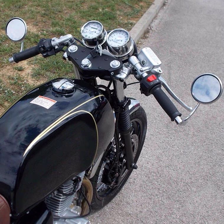 Motorcycle vintage chrome round bar end mirrors cafe racer mirror cb350