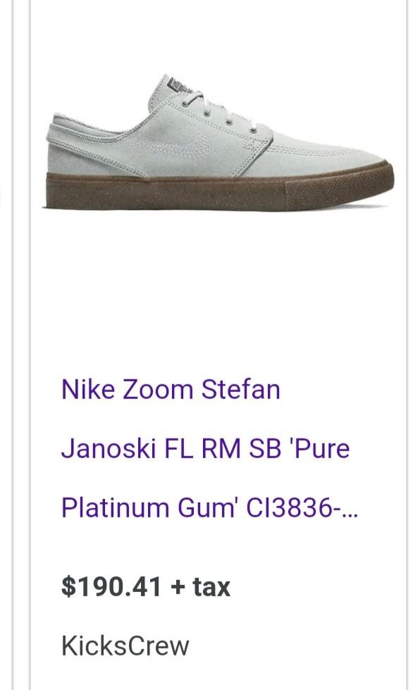 Nike Zoom Stefan Janoski Flyleather 'Pure Platinum Gum' Sneakers/Shoes,  Men's Fashion, Footwear, Sneakers on Carousell