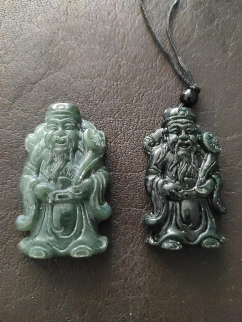Old Jade god of wealth Amulet Pendant 