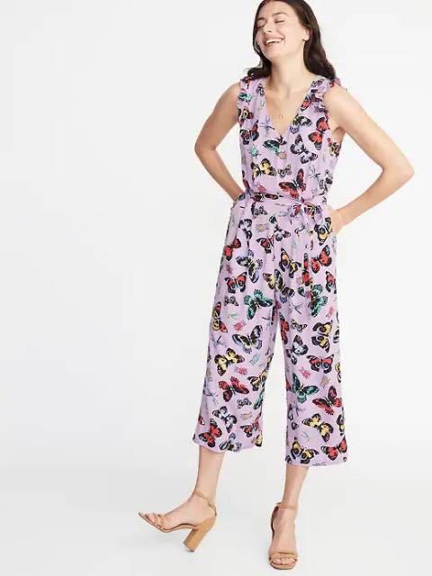 Preloved Pink Butterfly Jumpsuit Old Navy Fesyen Wanita Pakaian