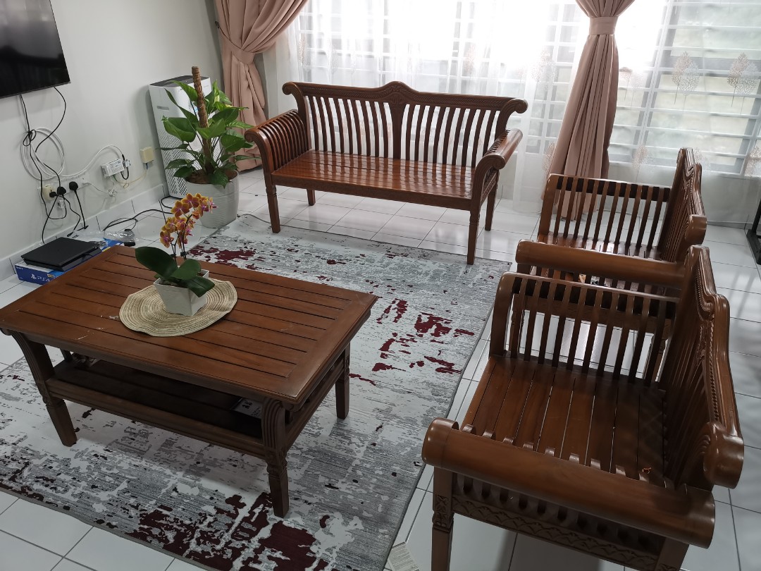 Set sofa hot sale kayu
