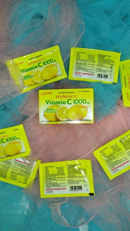 Sidomuncul Vitamin C 1000 Mg Lemon Serbuk 1 Kotak Isi 6 Sachet Vitamin Kesehatan Kesehatan Kecantikan Parfum Kuku Lainnya Di Carousell