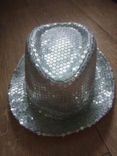 Silver sequinned fedora hat