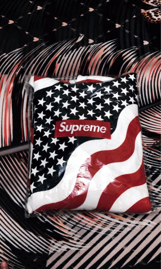 Supreme USA Flag Hoodie Men s Fashion Tops Sets Hoodies on Carousell