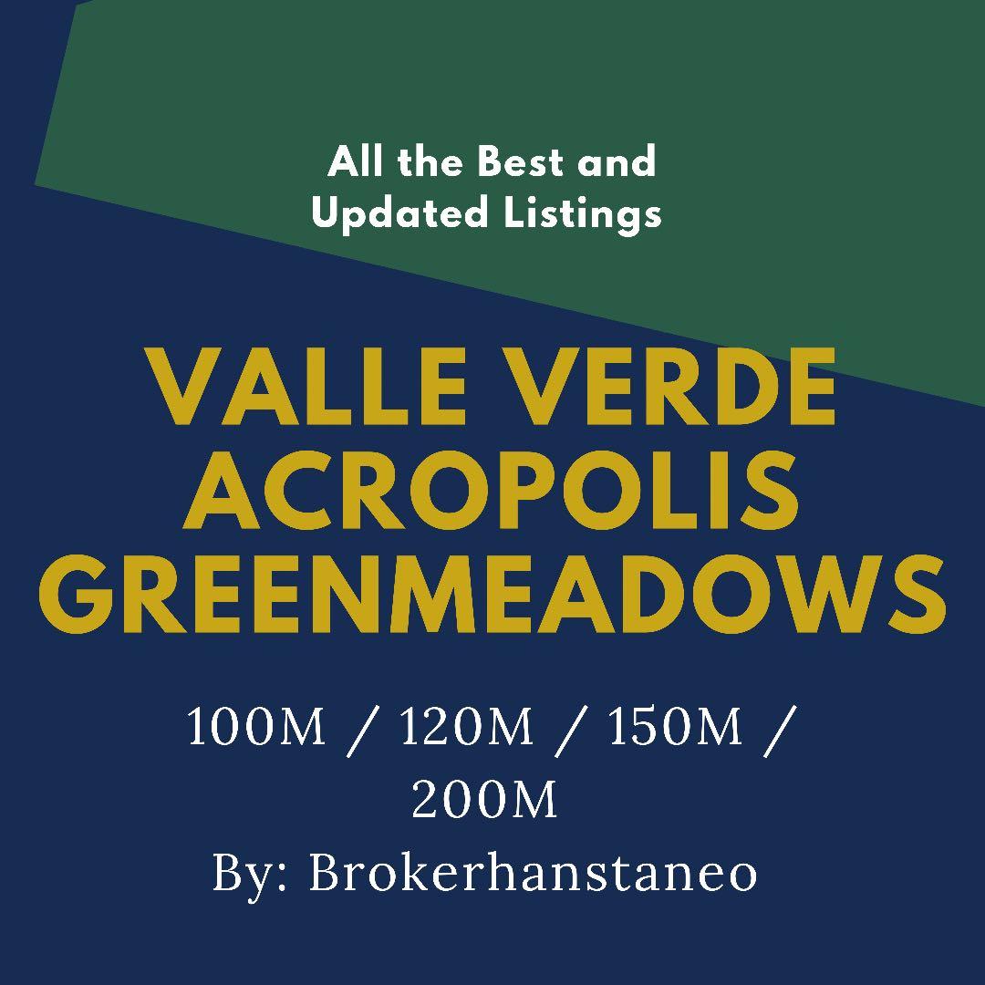 Valle Verde House and Lot, Acropolis (Category: House & Lot) located in Pasig City. Submitted by brokerhanstaneo_09178038728 (Listing ID 1103498212, Image 1). Description: Best buy? Good Buy? Find the right house for you... Updated price in Valle Verde Valle Verde House and Lot Lot area 400-500 sqm selling at 130M up Valle Verde -180k per sqm Acropolis Vacant lot - Exclusive 330 sqm at 250,000 per sqm Greenmeadows price per sqm Lot 806 sqm at P19