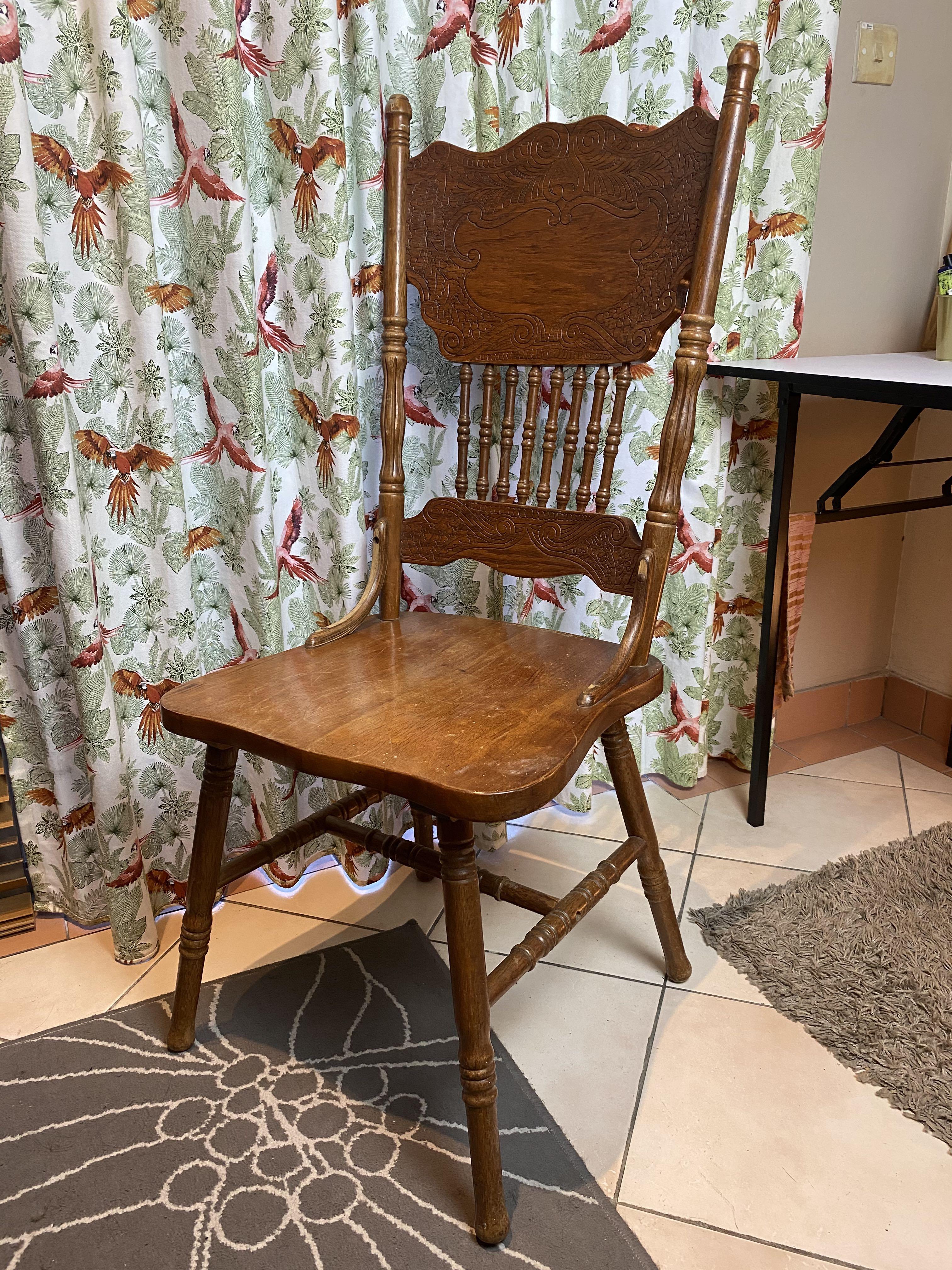 Vintage Pressback Oak Chair Furniture Home Living Furniture