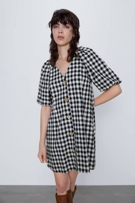 zara rustic check dress