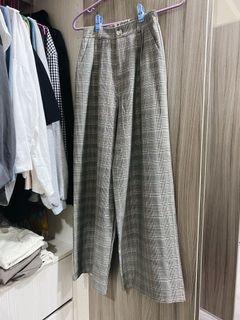 灰可可格紋寬褲 #斷捨離