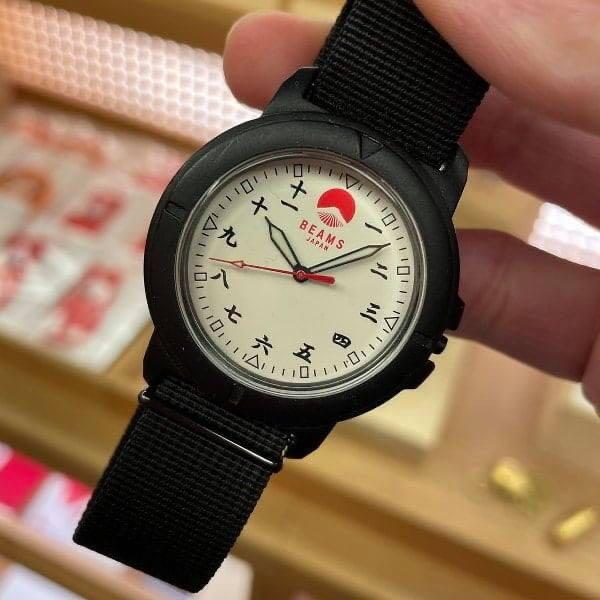 BEAMS JAPAN Kanji Number Wrist Watch in Black BEAMS JAPAN
