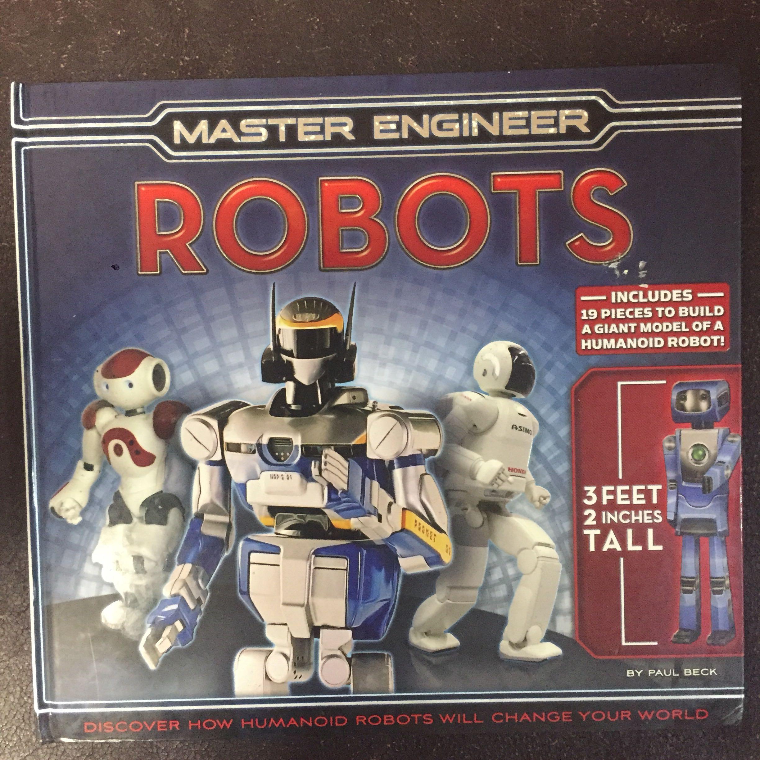 英文兒童關於機械人書 包括機械人模型 Master Engineer Robots Includes 19 Pieces To Build A Giant Model Of A Humanoid Robot 3 Feet 2 Inches Tall By Paul Black 興趣及遊戲 玩具 遊戲類