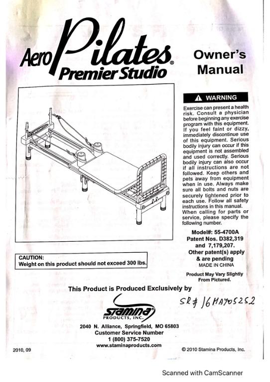 AeroPilates Premier Studio Model 55-4700A. Includes Owner Manual, Large  Exercise Poster and 2 DVDs., Sports Equipment, Exercise & Fitness, Toning &  Stretching Accessories on Carousell