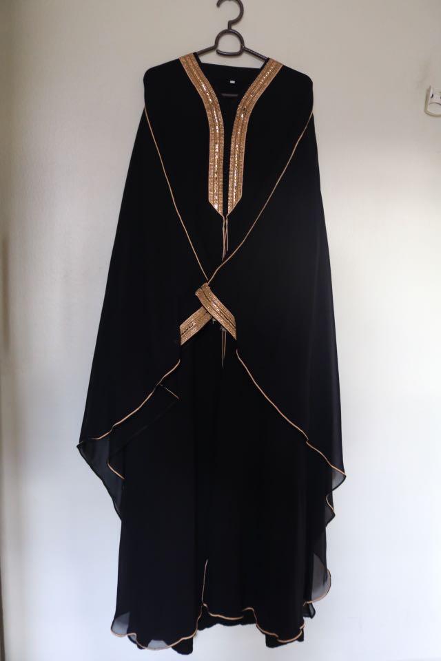 Arabic Black Abaya Jubah Kaftan Jubah Kelawar
