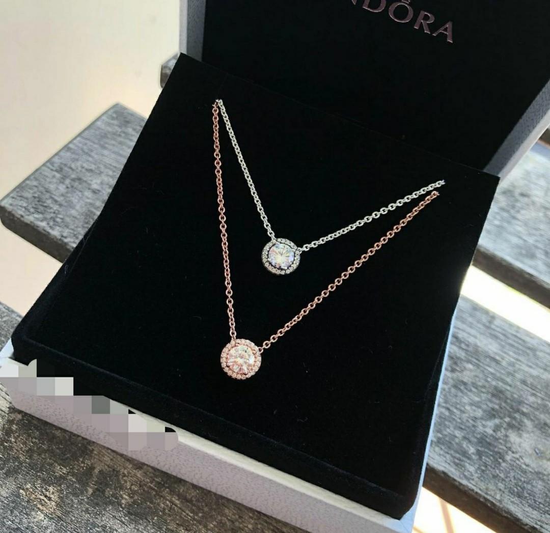 PANDORA round necklace. Silver/rosegold 