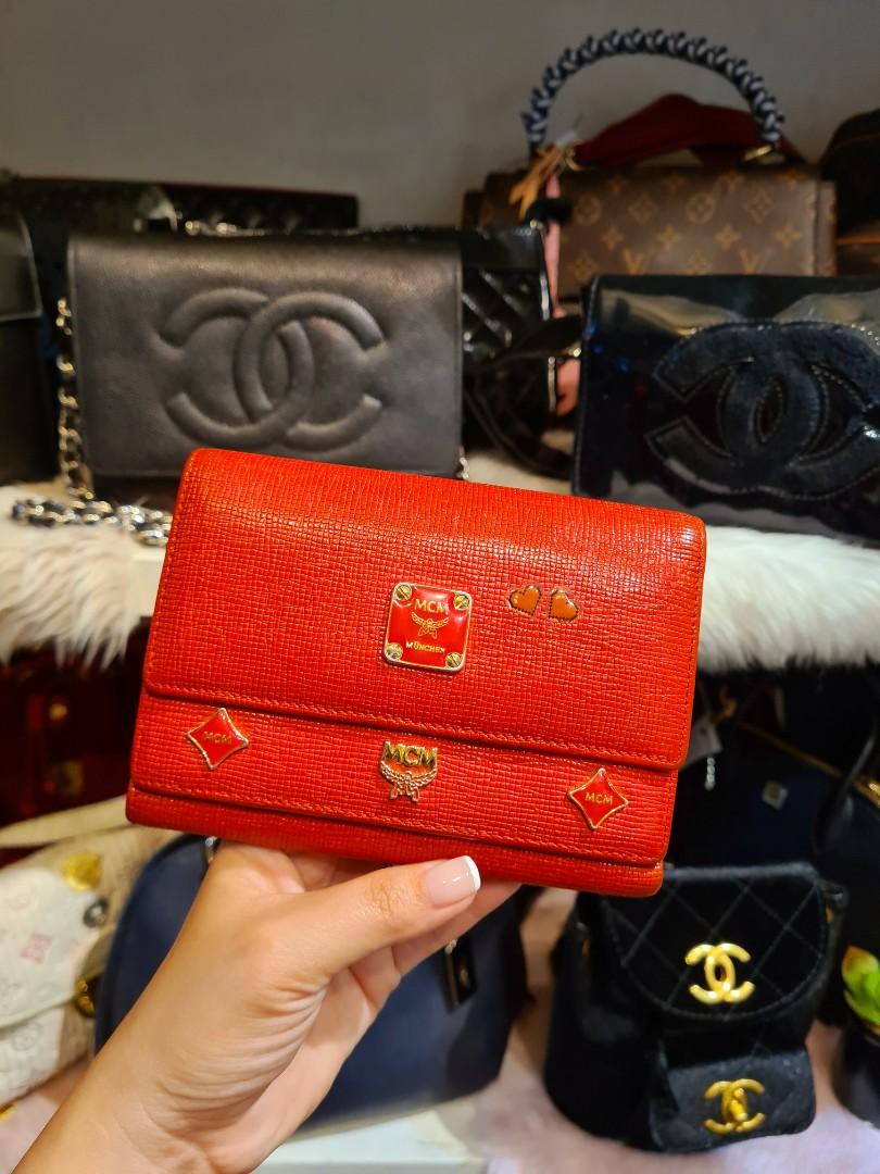 Mcm red wristlet discount