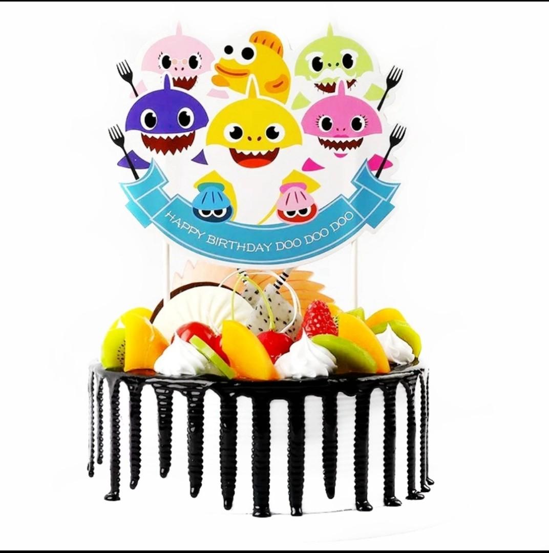 Baby Shark Happy Birthday Cake Topper Hobbies Toys Stationery Craft Occasions Party Supplies On Carousell