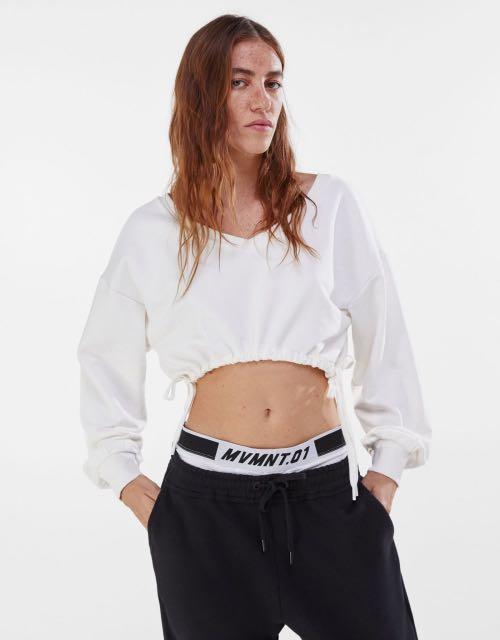 White cropped new arrivals sweatshirt