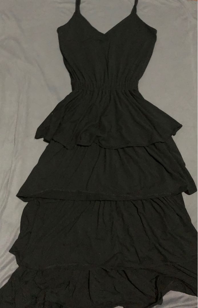 Black Layered Maxi Dress, Women's ...