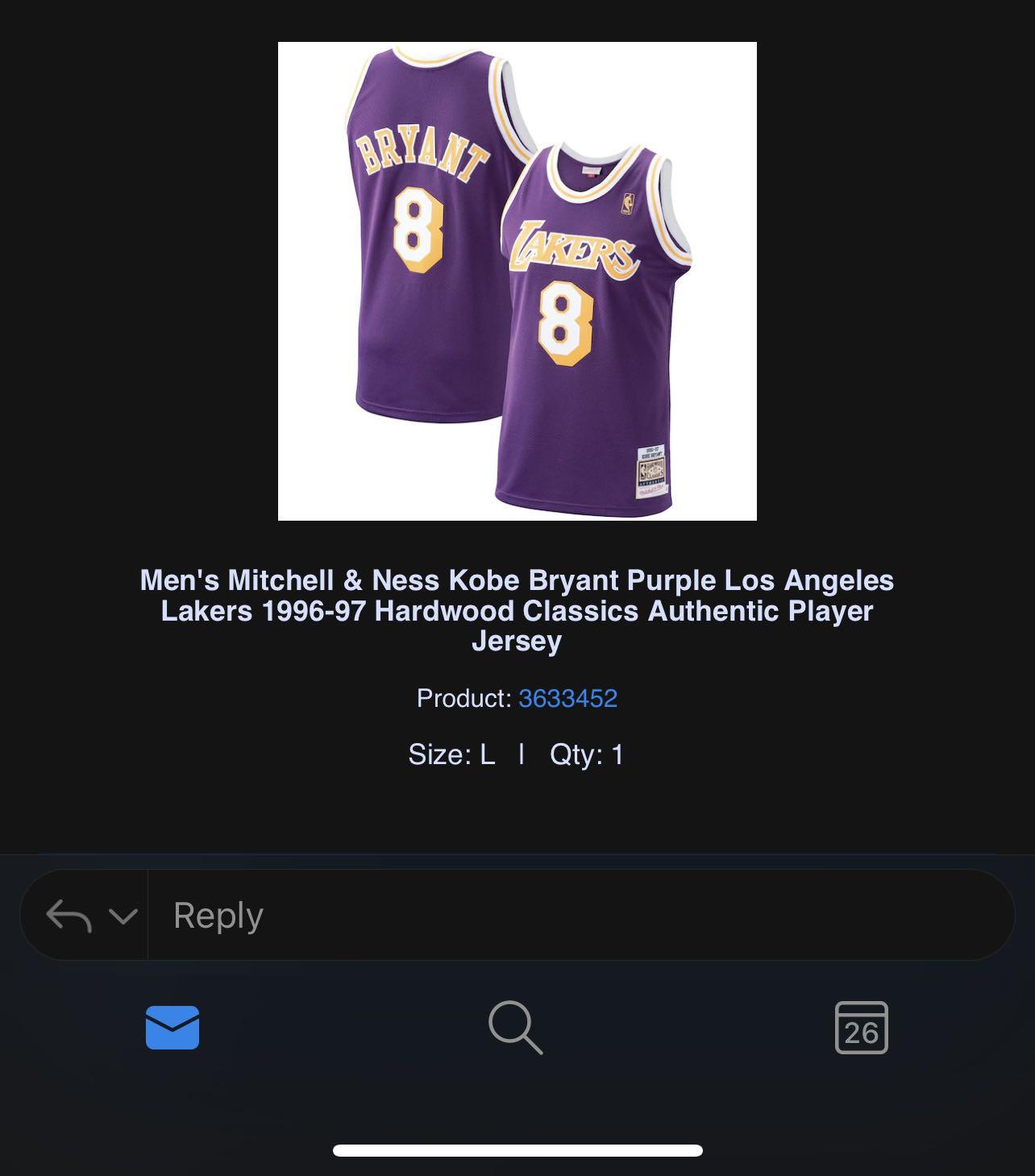 Men's Los Angeles Lakers Kobe Bryant Mitchell & Ness Purple 1996-97  Hardwood Classics Authentic Player Jersey