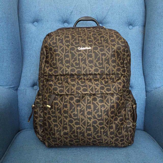 Calvin Klein Large Brown Backpack Women s Fashion Bags Wallets