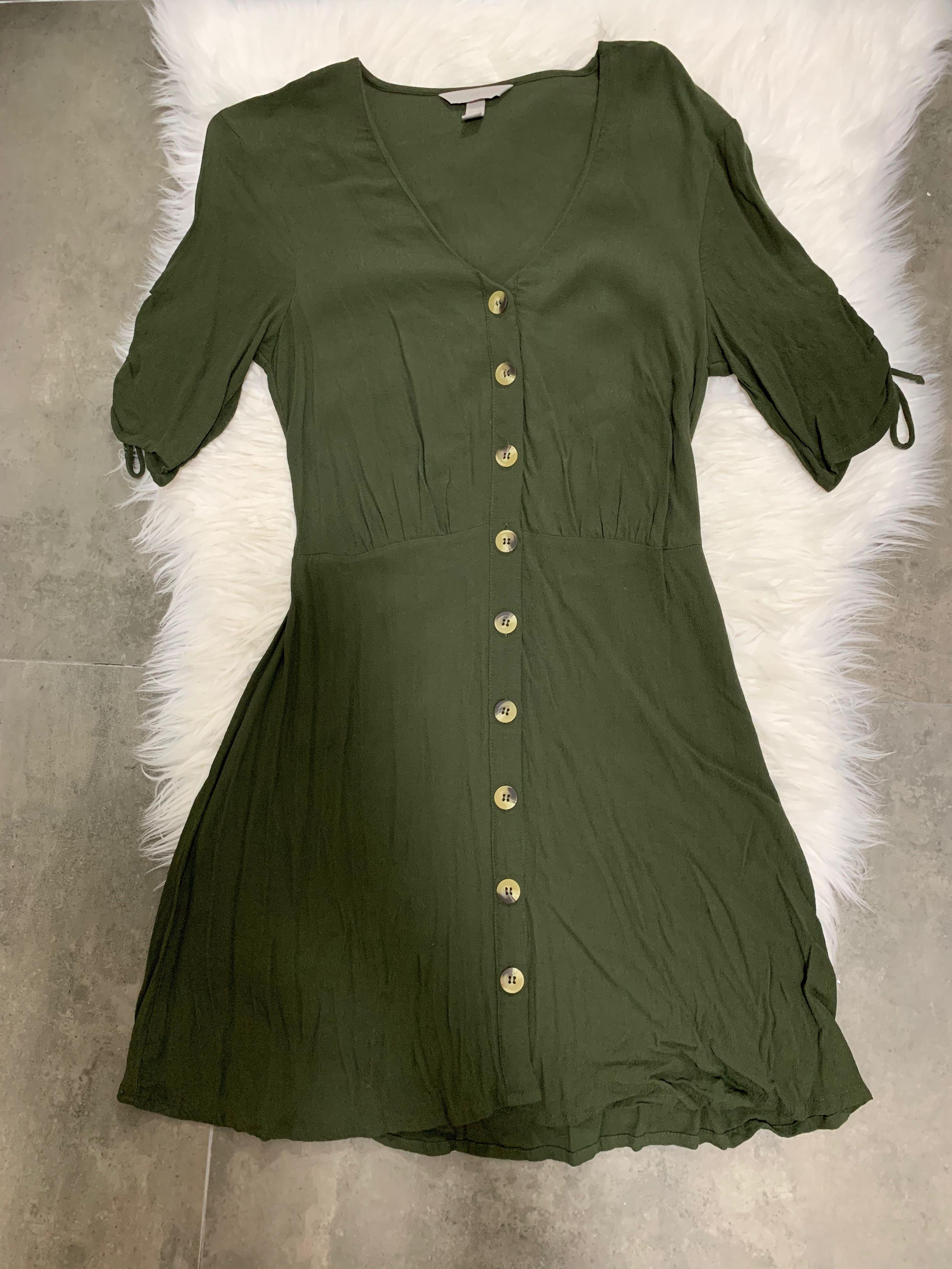 Army green casual dress new arrivals
