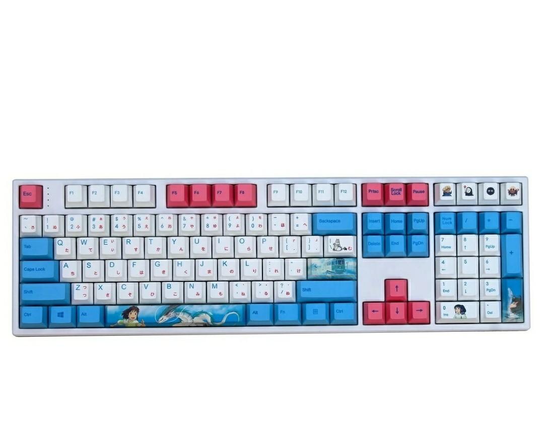 Ckb 110鍵千與千尋宮崎駿鍵帽custom White Red Blue Spirited Away Typing Keycap Mechanical Keyboard 電子產品 其他 Carousell
