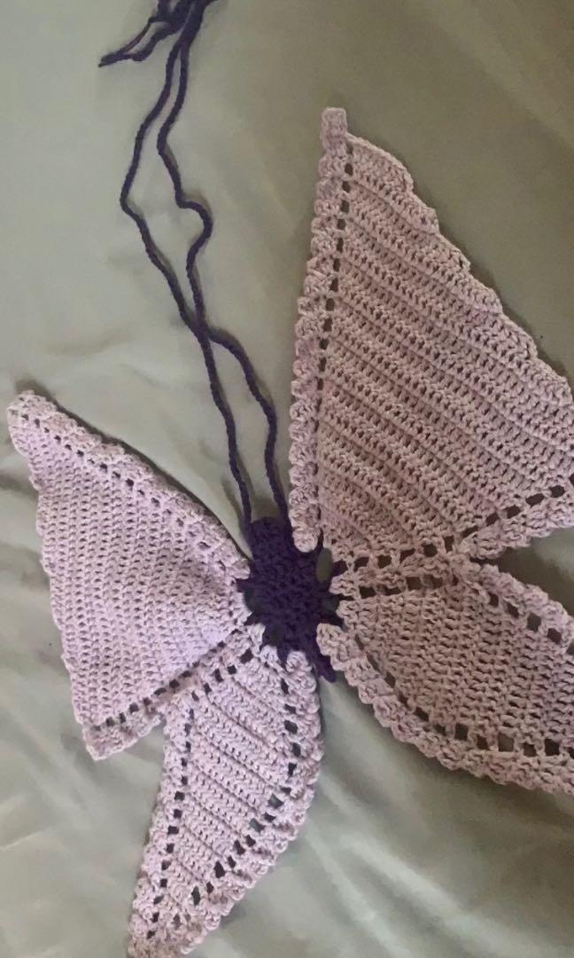 Crochet Butterfly Top (Category: Sleeveless) located in Las Pinas. Submitted by untouchedxo (Listing ID 1103554933, Image 1). Description: Available in other colors Visit @meraki.emnl on IG for inquiries Commissions are available just direct message me for your preferred designs.