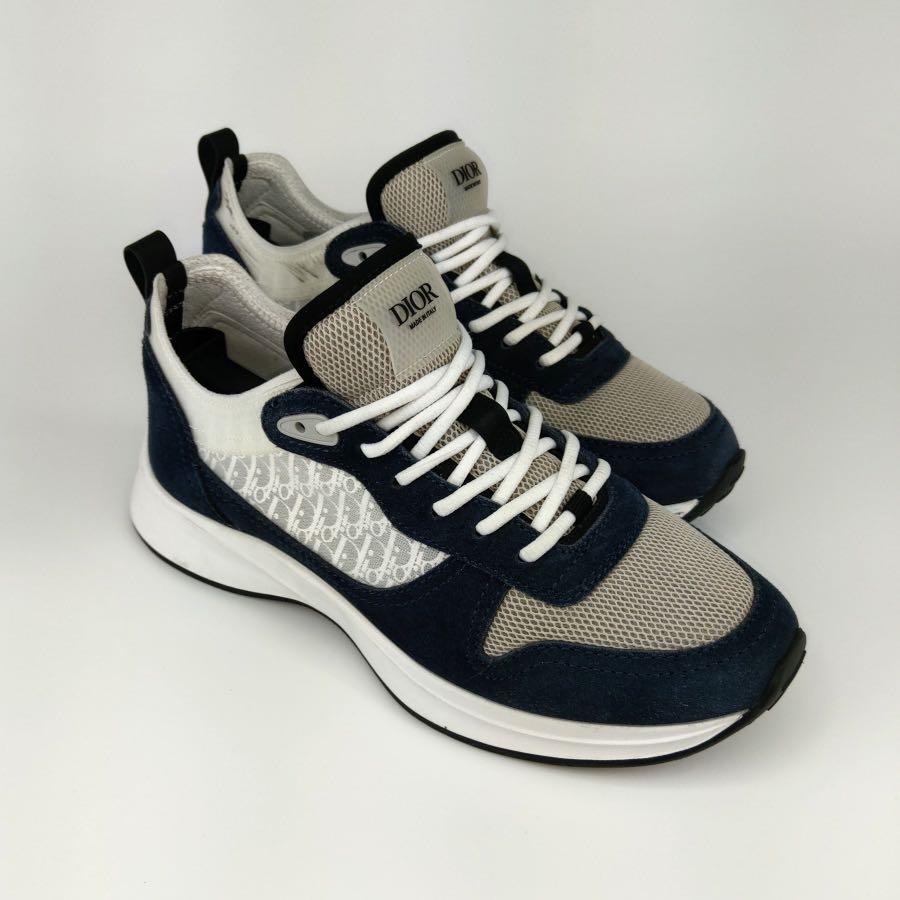 B25 Runner Sneaker Black Suede with White Technical Mesh and Black Dior  Oblique Canvas | DIOR