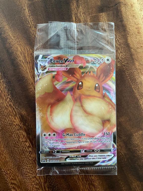 eevee vmax (Category: Raw Cards) located in Singapore. Submitted by bosskumar (Listing ID 1103636062, Image 1). Description: new in package can send in seleve in the plastic and will be toploaded.