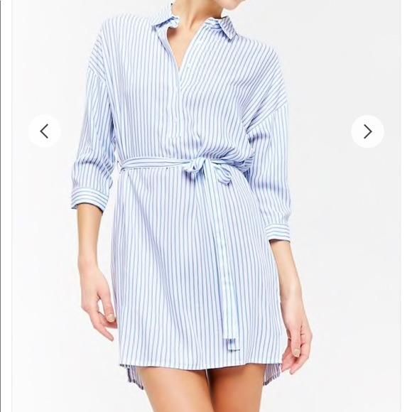 Forever 21 striped shirt dress sales