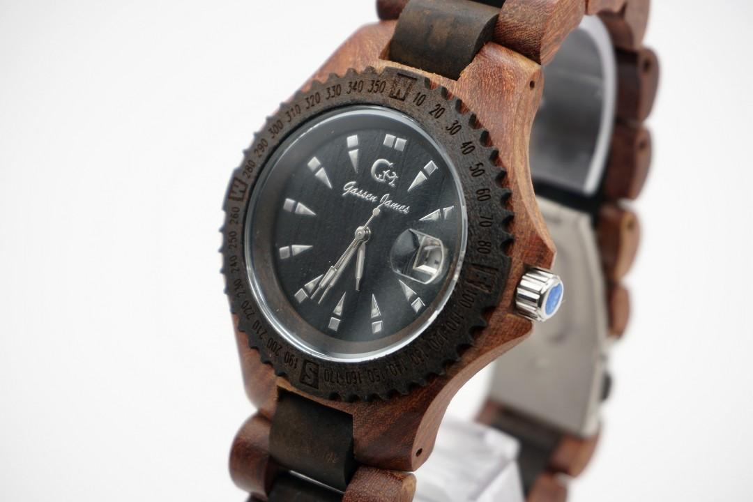 Gassen James Handmade Ebony Rosewood Wooden Watch GJ3014RBB